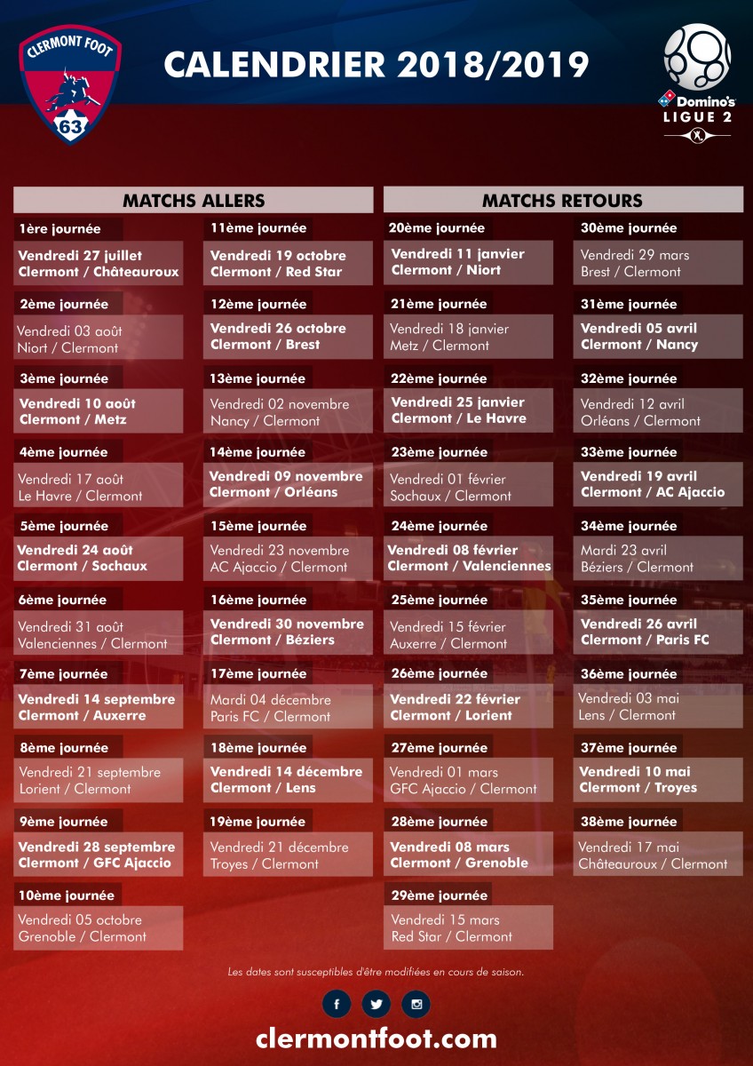 calendrier foot