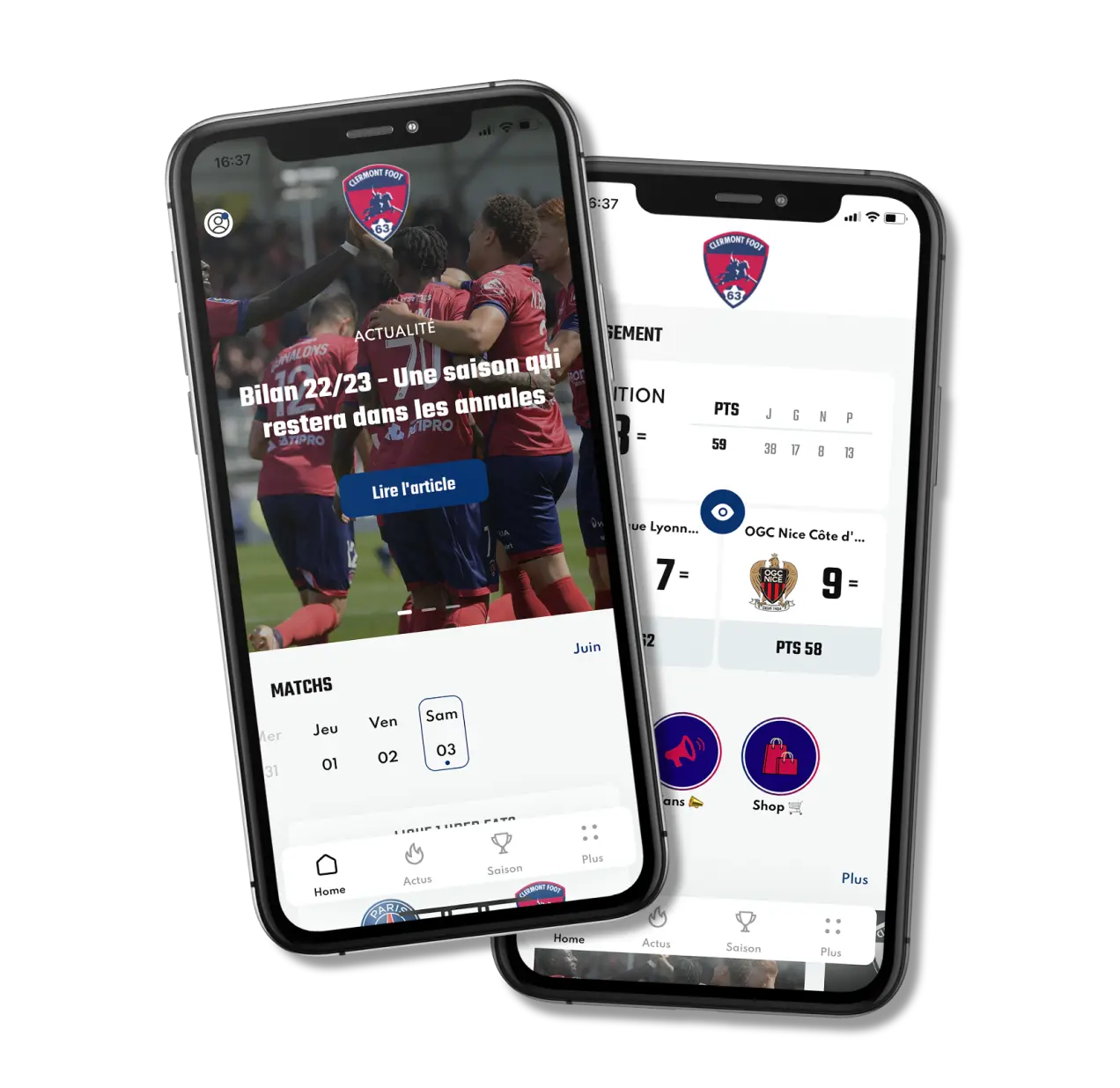 Application mobile Clermont Foot 63