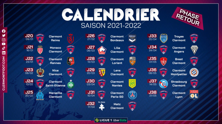 Le calendrier de Ligue 1 2021/2022 dévoilé ! Clermont Foot
